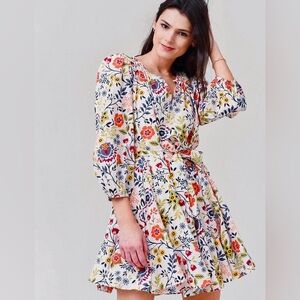 Anthropologie Velvet by Graham & Spencer Keelin Floral Mini Dress Meadow L
